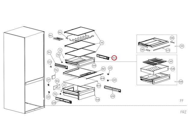 5941060100 Sina sertar frigider Beko C00880348 Original drepta, 2 image